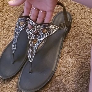 Black And Silver Sandals